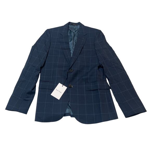 12-1 PAUL SMITH Men's Suit 100% Wool Designer Rare Navy Unhemmed Pant
